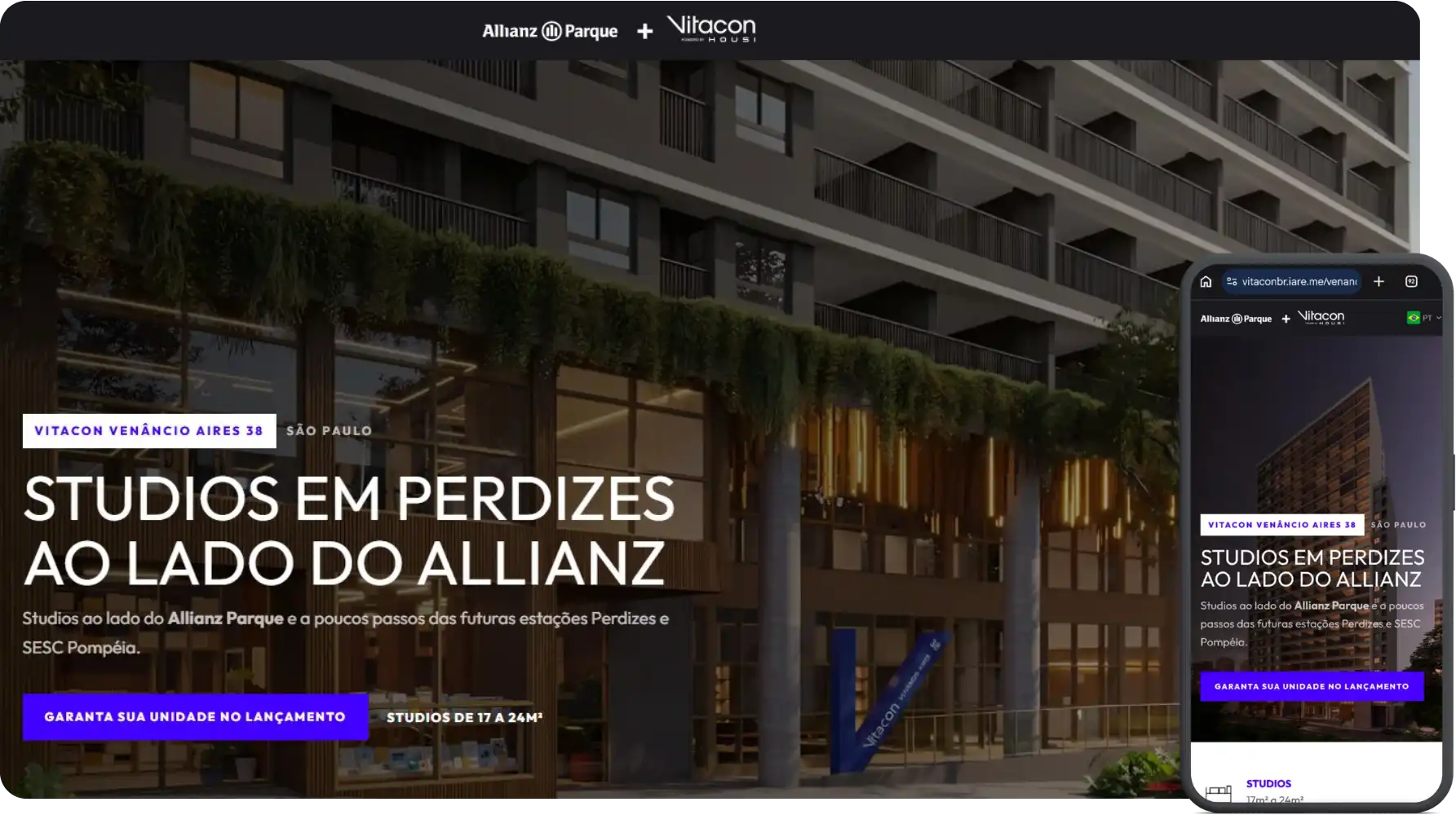 Exemplo de landing page dedicada de empreendimento.